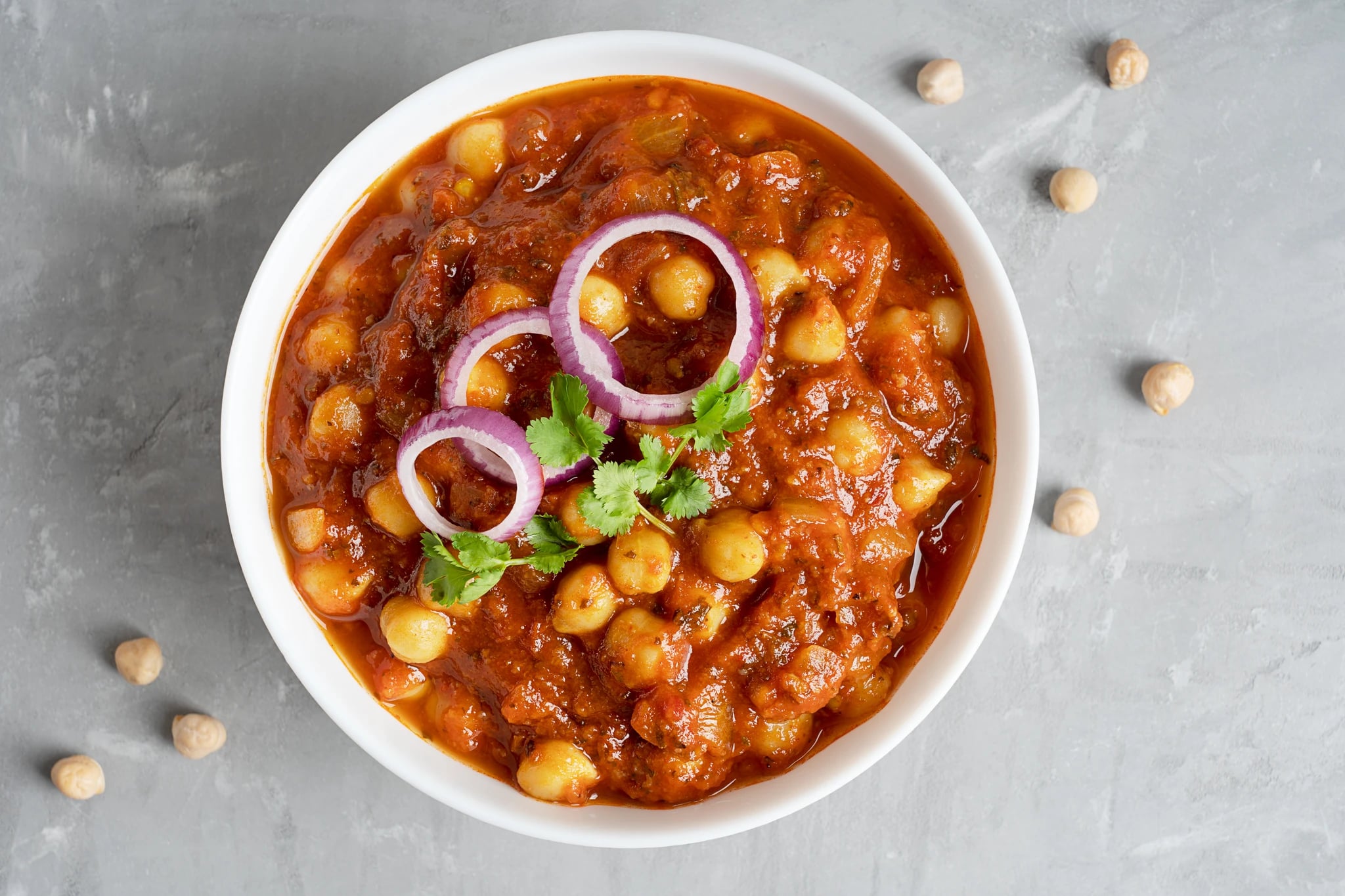 Chole masala with chickpeas and tomatoes
