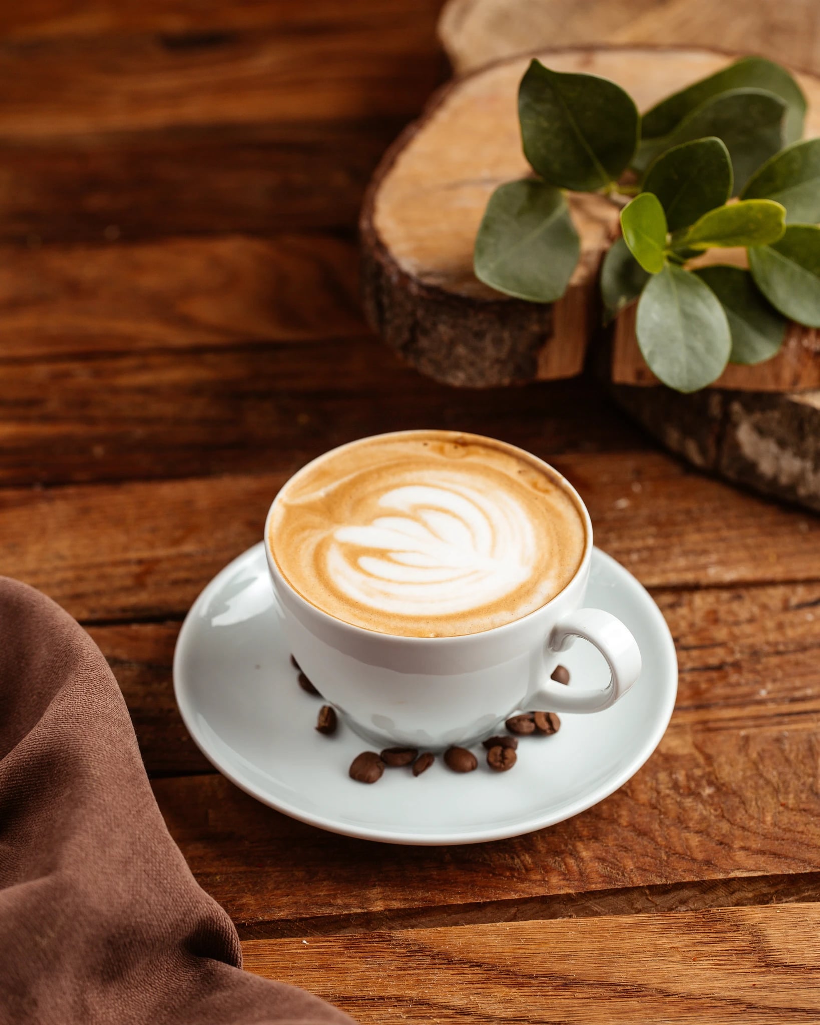 Hot espresso with coffee beans