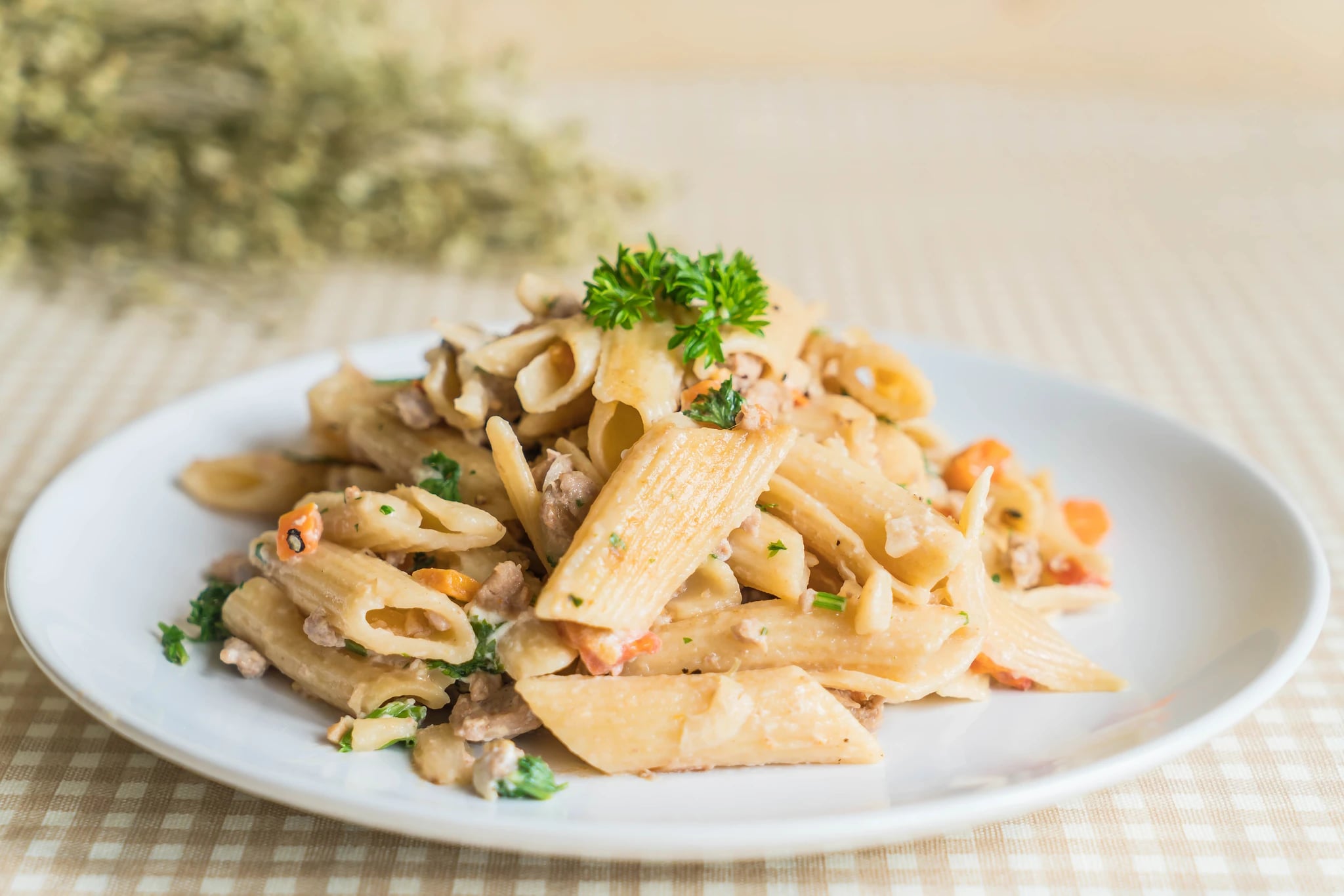 Penne pasta in a cream sauce