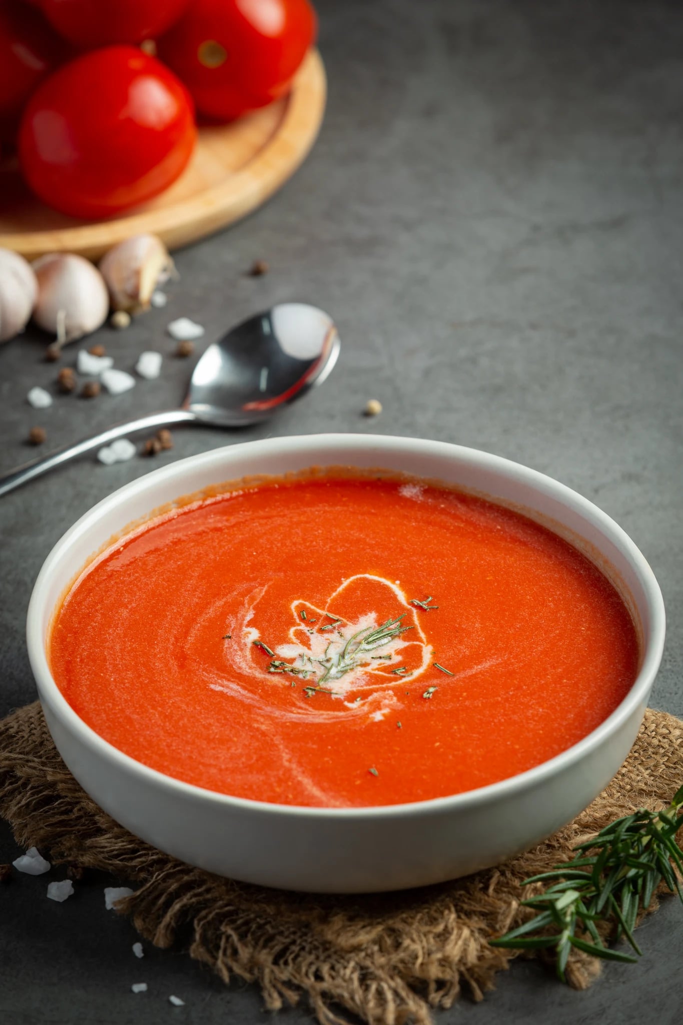 A warm bowl of tomato soup